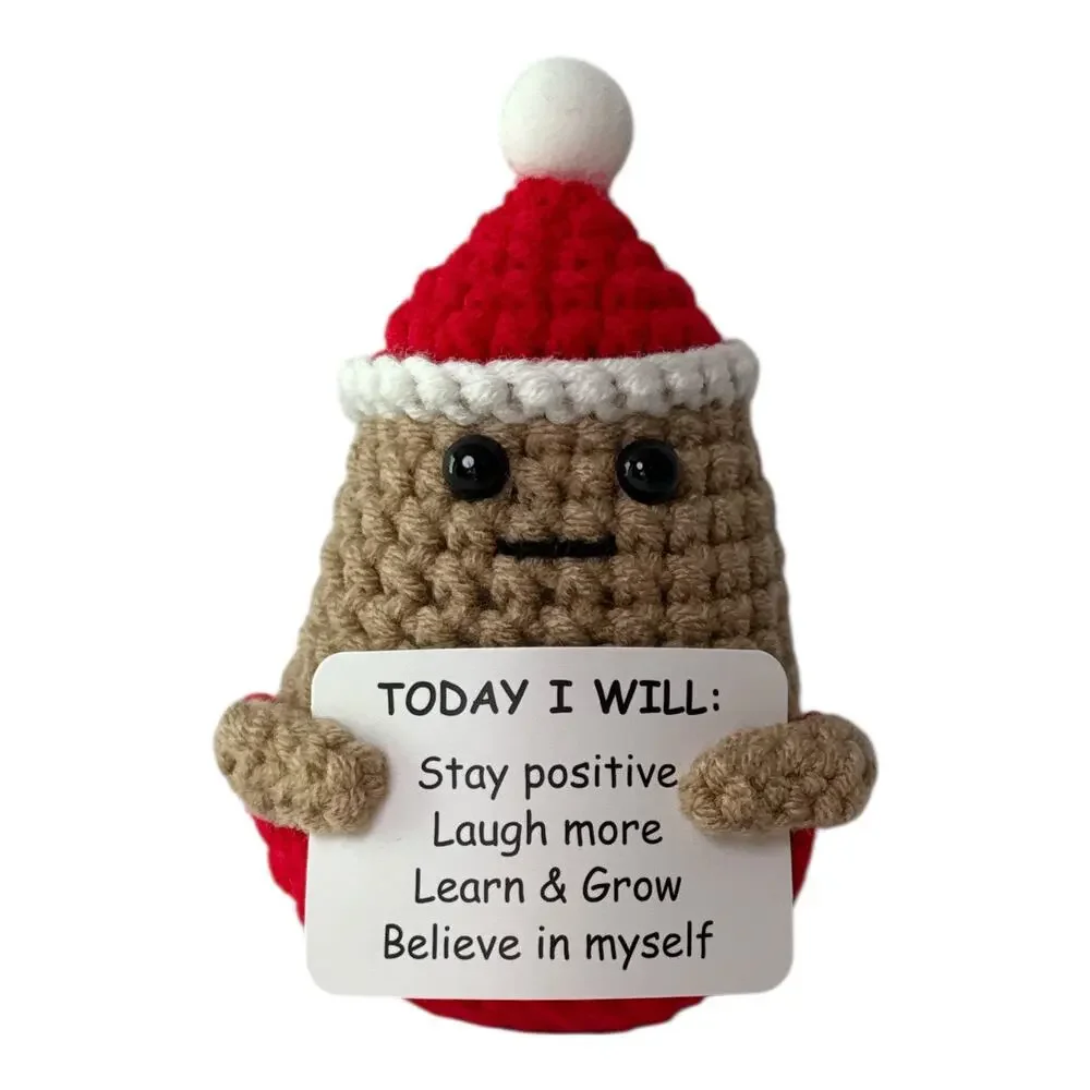 Crochet Santa Potato Plush Handmade Holiday Positive Affirmation Doll NEW